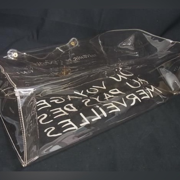 HERMES Vinyl Kelly PVC Gold Hardware Turnlock One Handle Handbag Clear - Picture 4 of 6